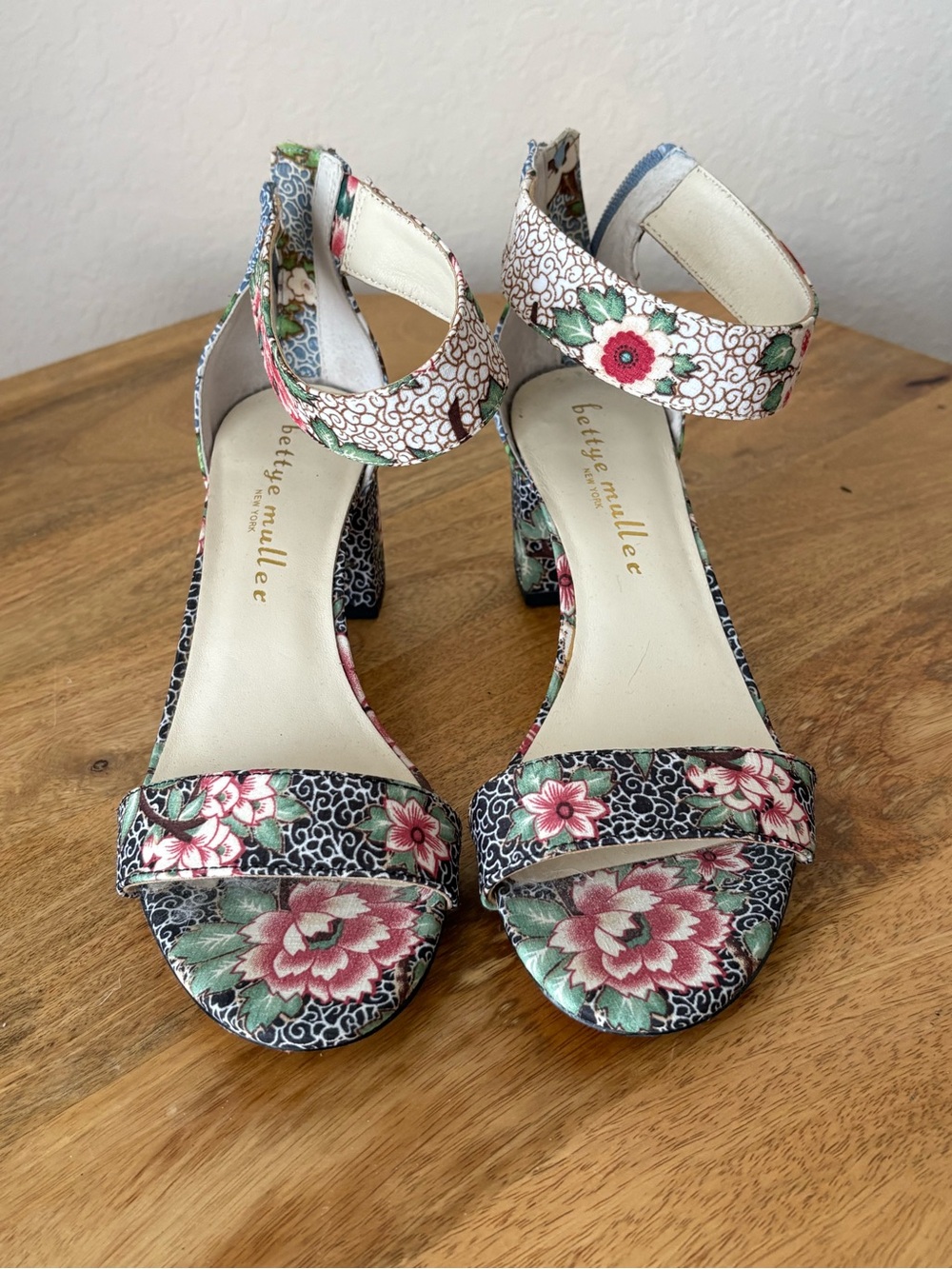 bettye muller Floral Block-Heel Ankle-Strap Sandals in Pink, Green, Black